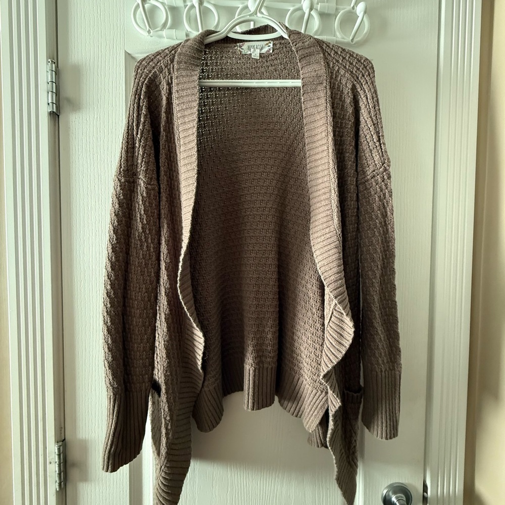 Cozy Brown Knit Cardigan Sweater